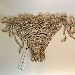 Monica Hansen Beachwear Gold Crochet Bikini Bottom